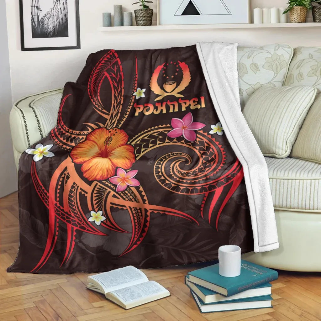 Pohnpei Polynesian Premium Blanket - Legend of Pohnpei (Red)