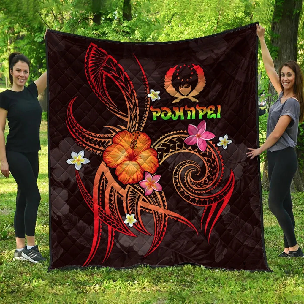 Pohnpei Polynesian Premium Quilt - Legend of Pohnpei (Red)