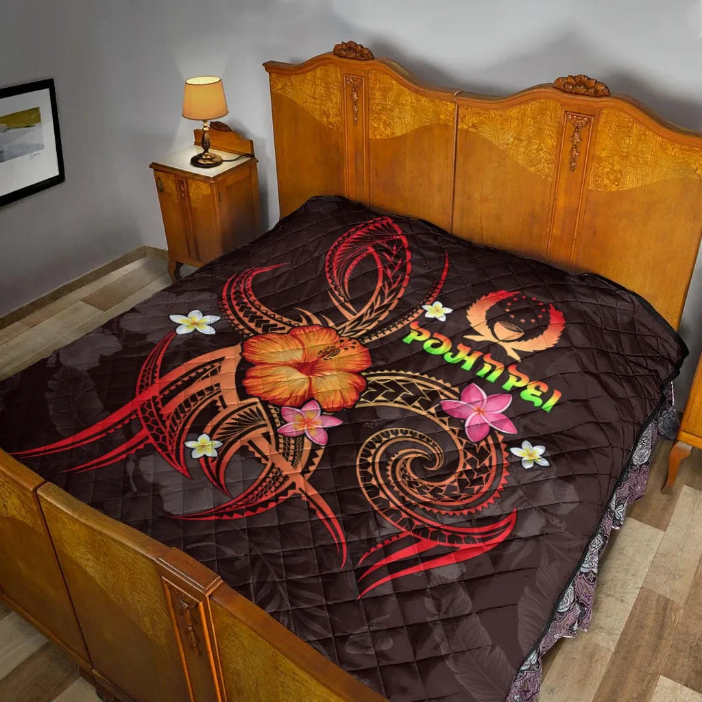 Pohnpei Polynesian Premium Quilt - Legend of Pohnpei (Red)