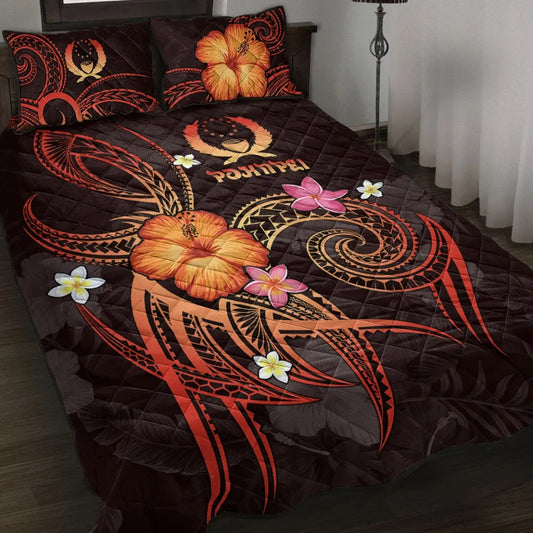 Pohnpei Polynesian Quilt Bed Set - Legend of Pohnpei (Red)
