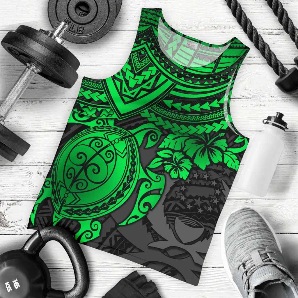 Pohnpei Polynesian Tank Top (Men) - Polynesian Green Turtle