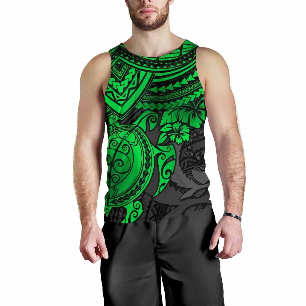 Pohnpei Polynesian Tank Top (Men) - Polynesian Green Turtle