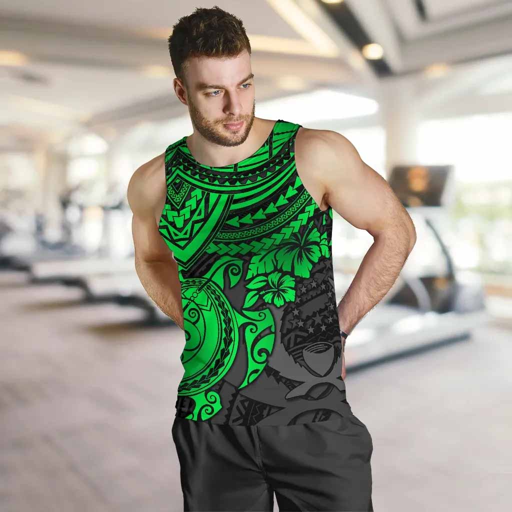Pohnpei Polynesian Tank Top (Men) - Polynesian Green Turtle