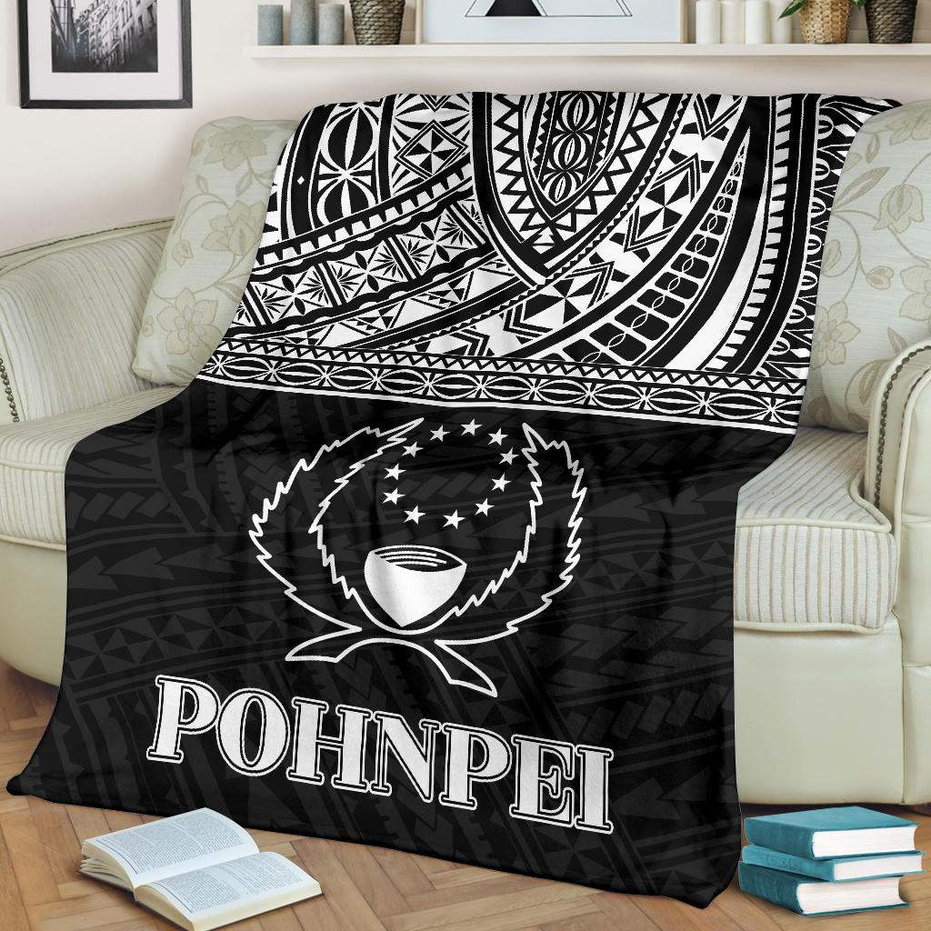 Pohnpei Premium Blanket - Micronesian Black White Version