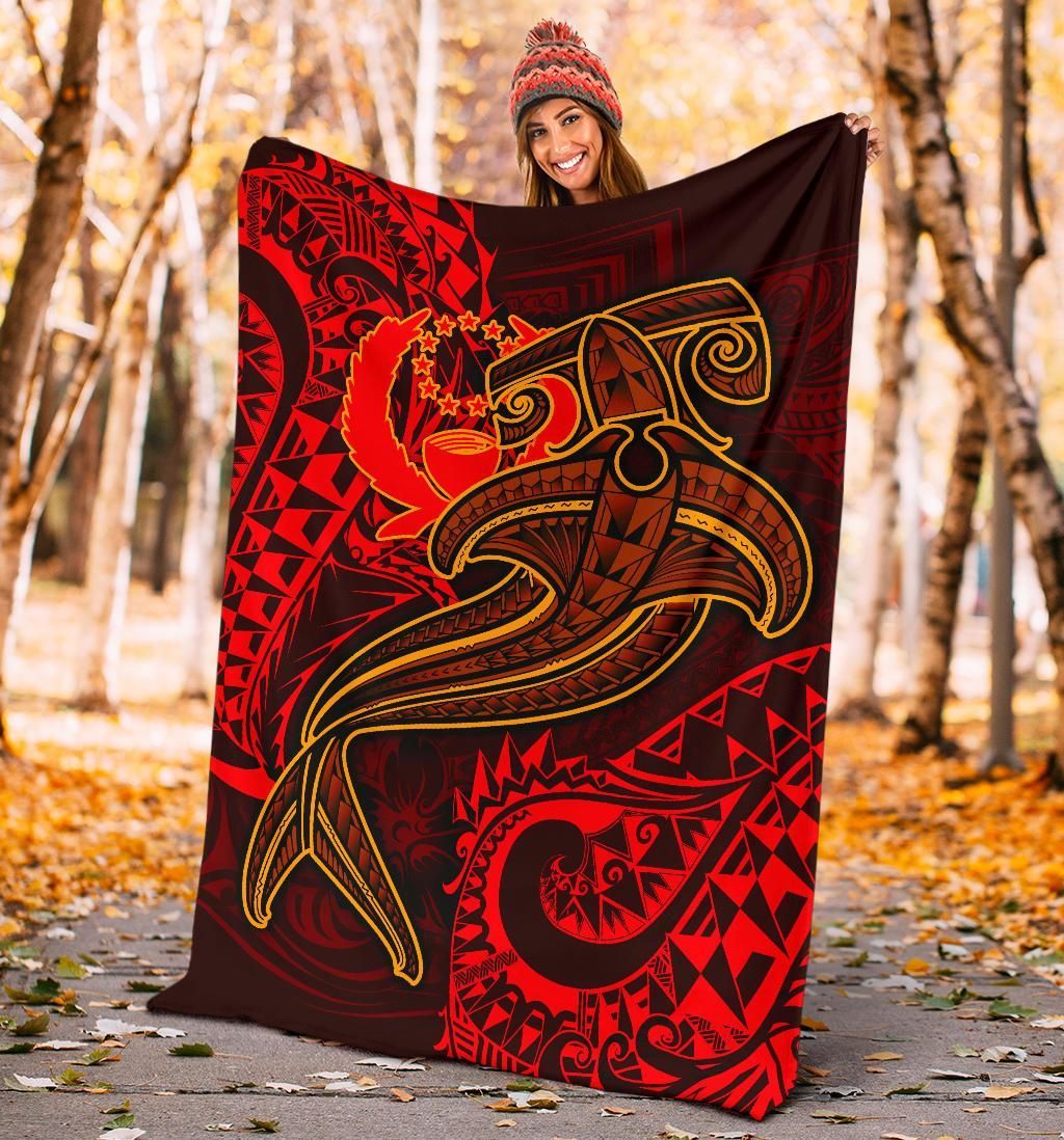 Pohnpei Premium Blanket - Red Shark Polynesian Tattoo