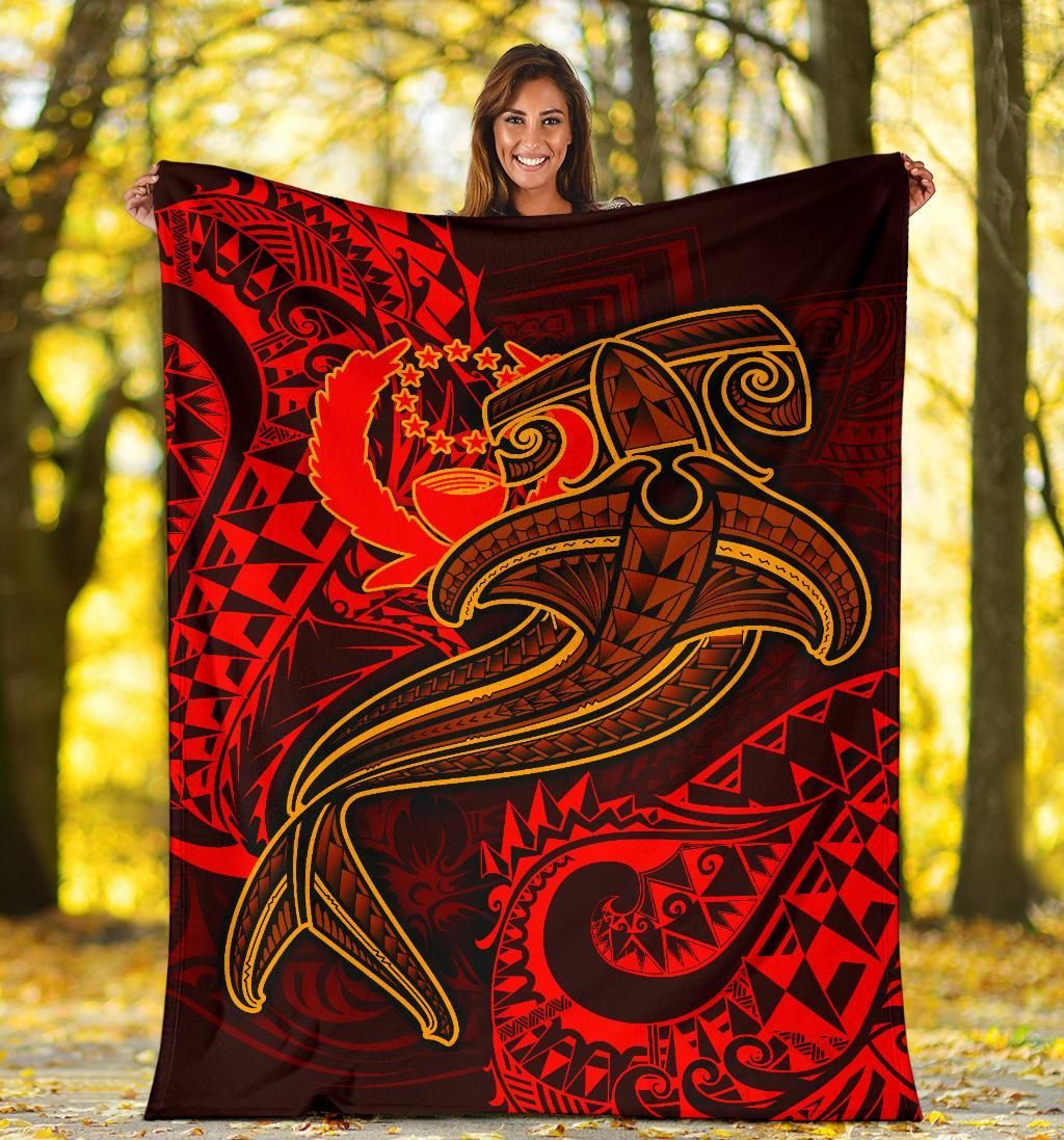Pohnpei Premium Blanket - Red Shark Polynesian Tattoo