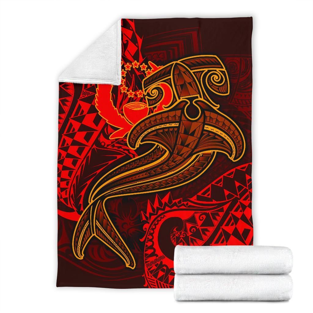 Pohnpei Premium Blanket - Red Shark Polynesian Tattoo