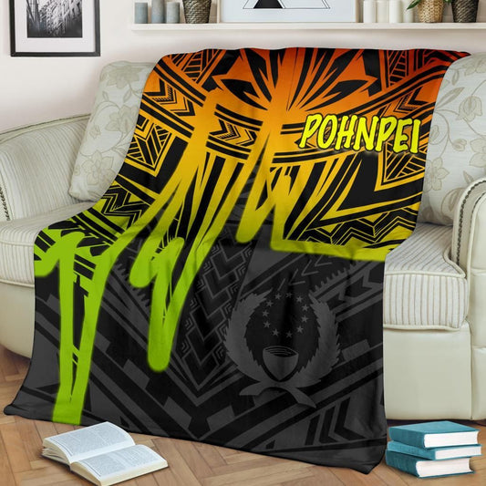 Pohnpei Premium Blanket - Pohnpei Seal In Heartbeat Patterns Style (Reggae)