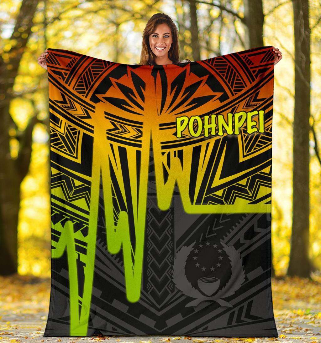 Pohnpei Premium Blanket - Pohnpei Seal In Heartbeat Patterns Style (Reggae)