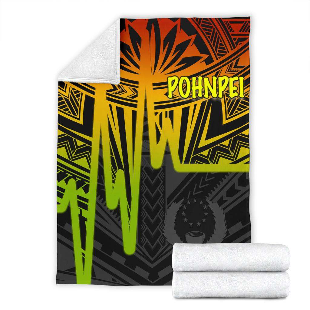 Pohnpei Premium Blanket - Pohnpei Seal In Heartbeat Patterns Style (Reggae)