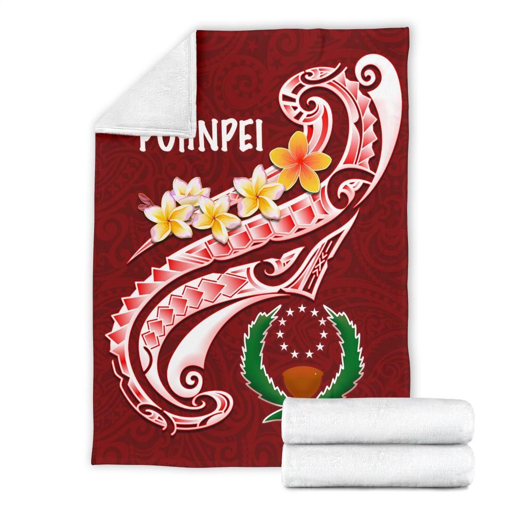 Pohnpei Premium Blanket - Pohnpei Seal Polynesian Patterns Plumeria