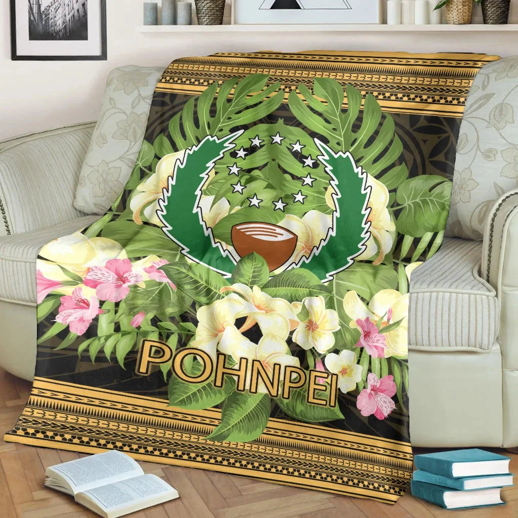 Pohnpei Premium Blanket - Polynesian Gold Patterns Collection