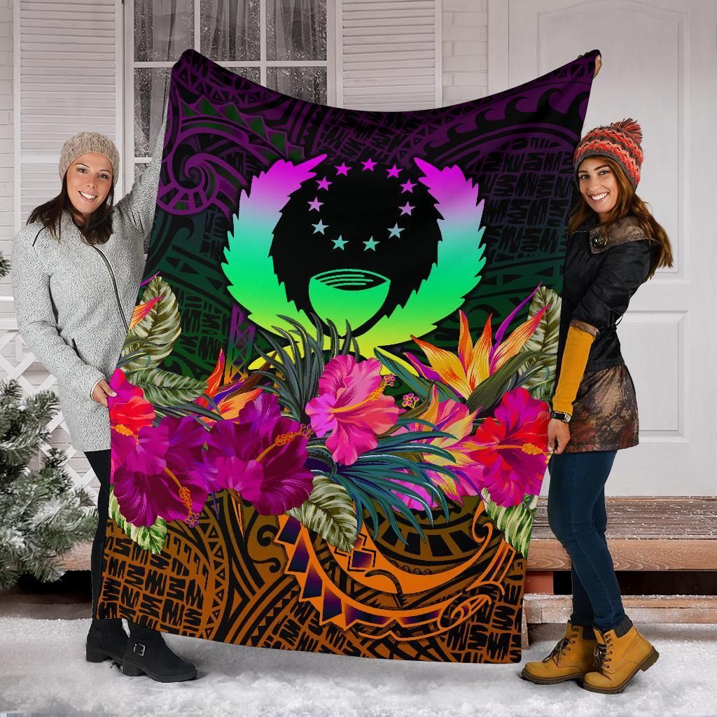 Pohnpei Premium Blanket - Summer Hibiscus