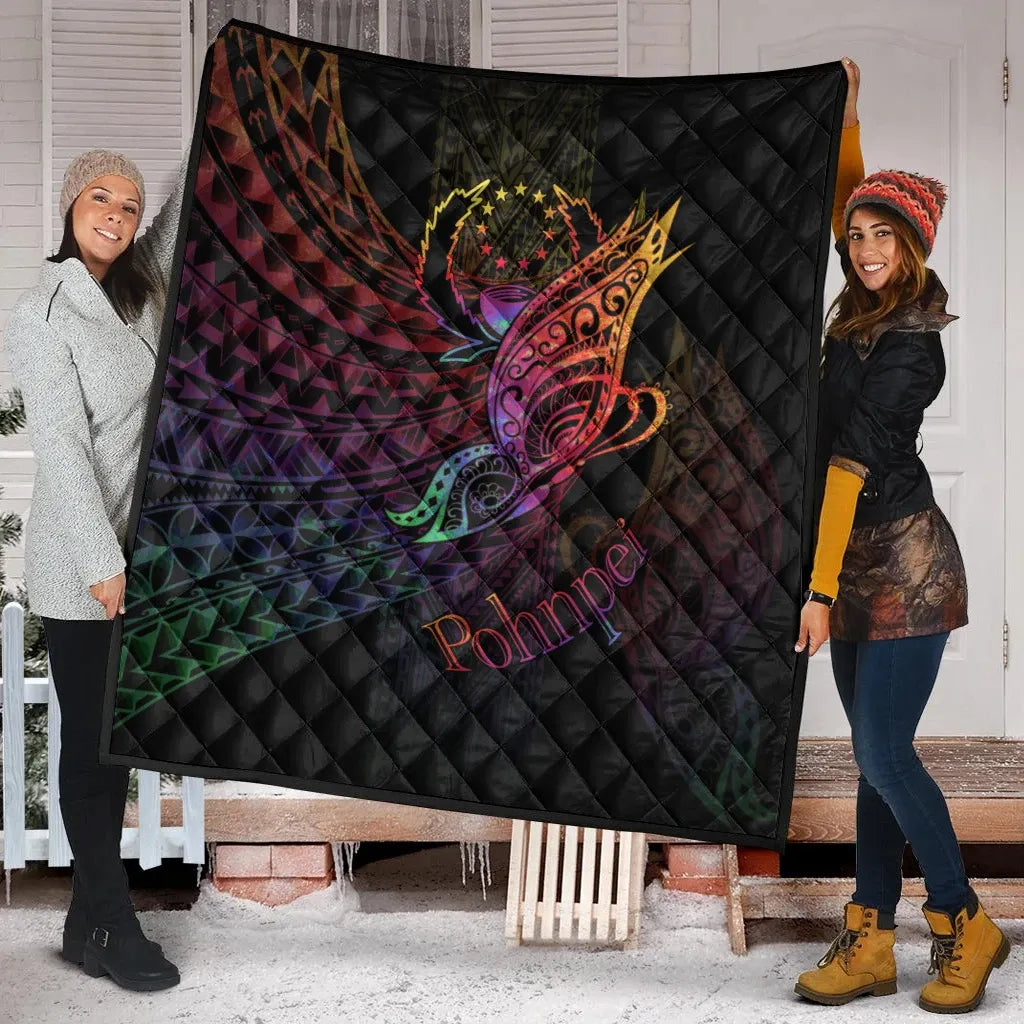 Pohnpei Premium Quilt - Butterfly Polynesian Style