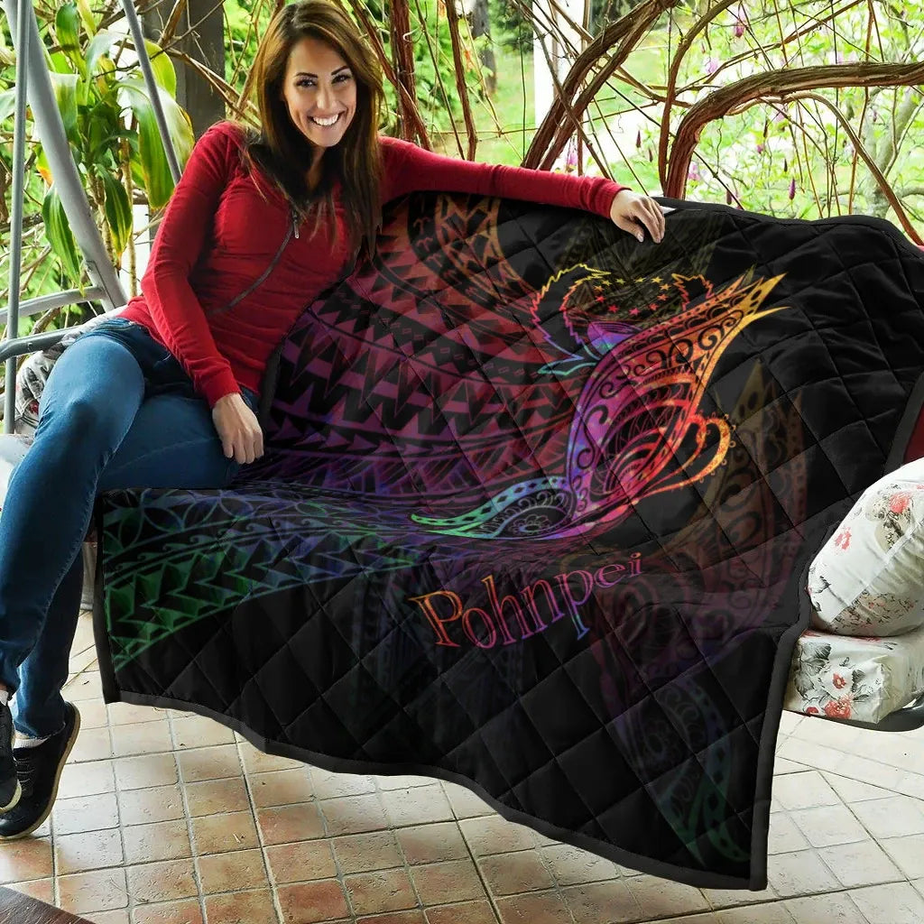 Pohnpei Premium Quilt - Butterfly Polynesian Style