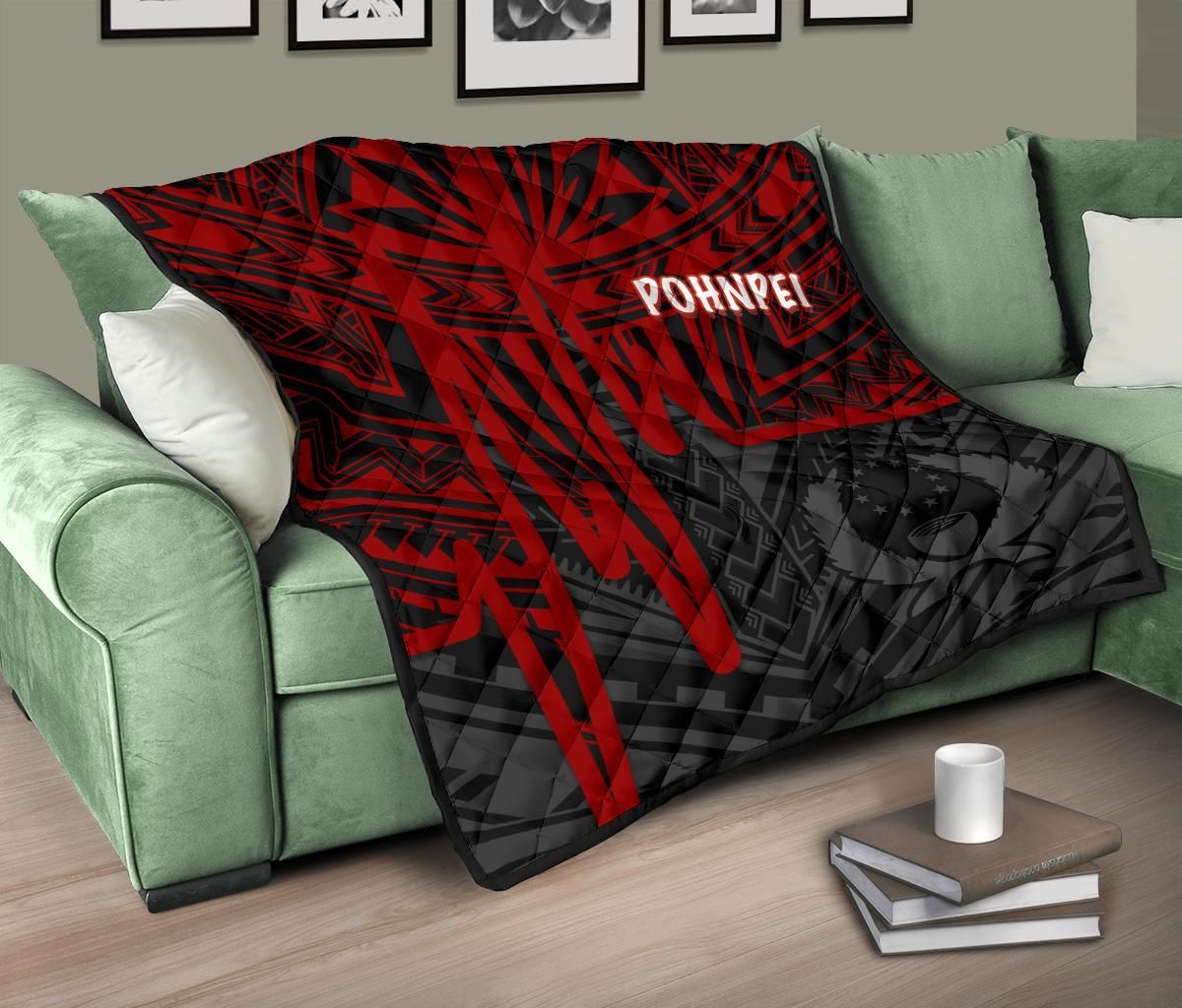 Pohnpei Premium Quilt - Pohnpei Seal In Heartbeat Patterns Style (Red)