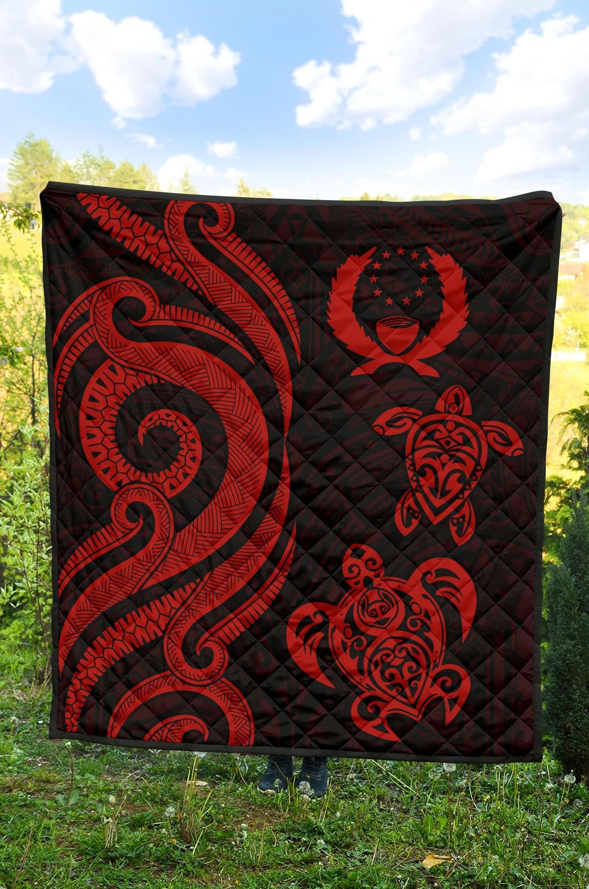 Pohnpei Premium Quilt - Red Tentacle Turtle