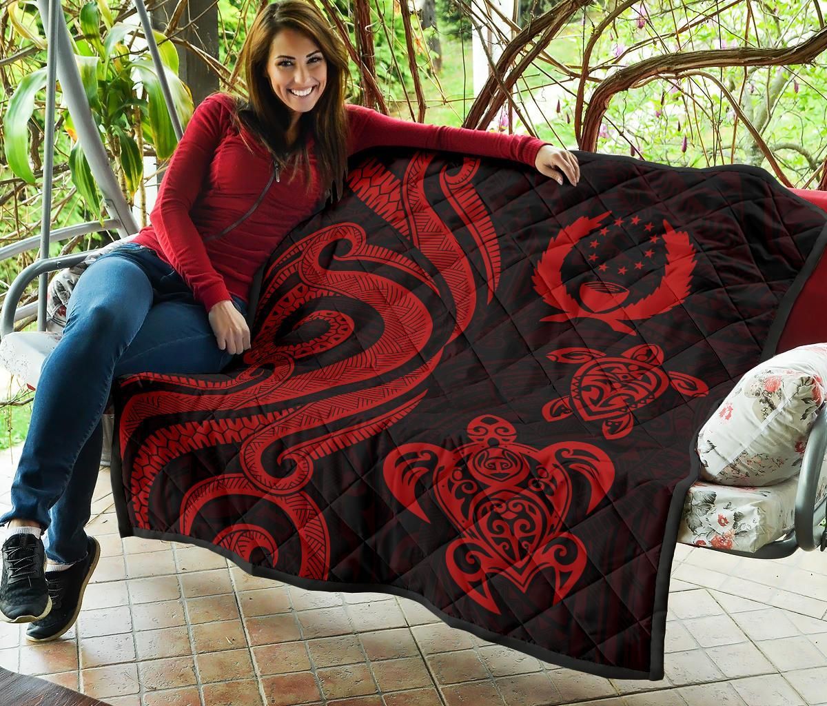 Pohnpei Premium Quilt - Red Tentacle Turtle