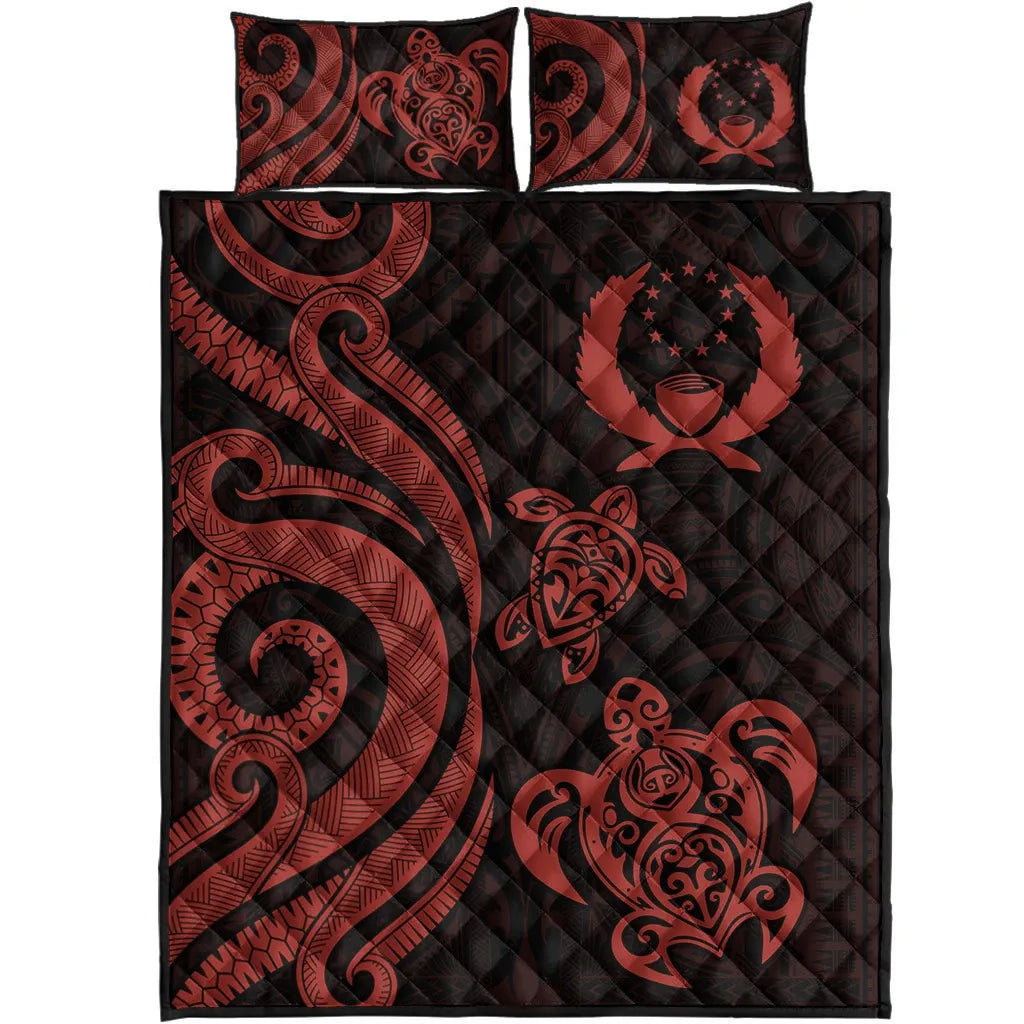 Pohnpei Quilt Bed Set - Red Tentacle Turtle
