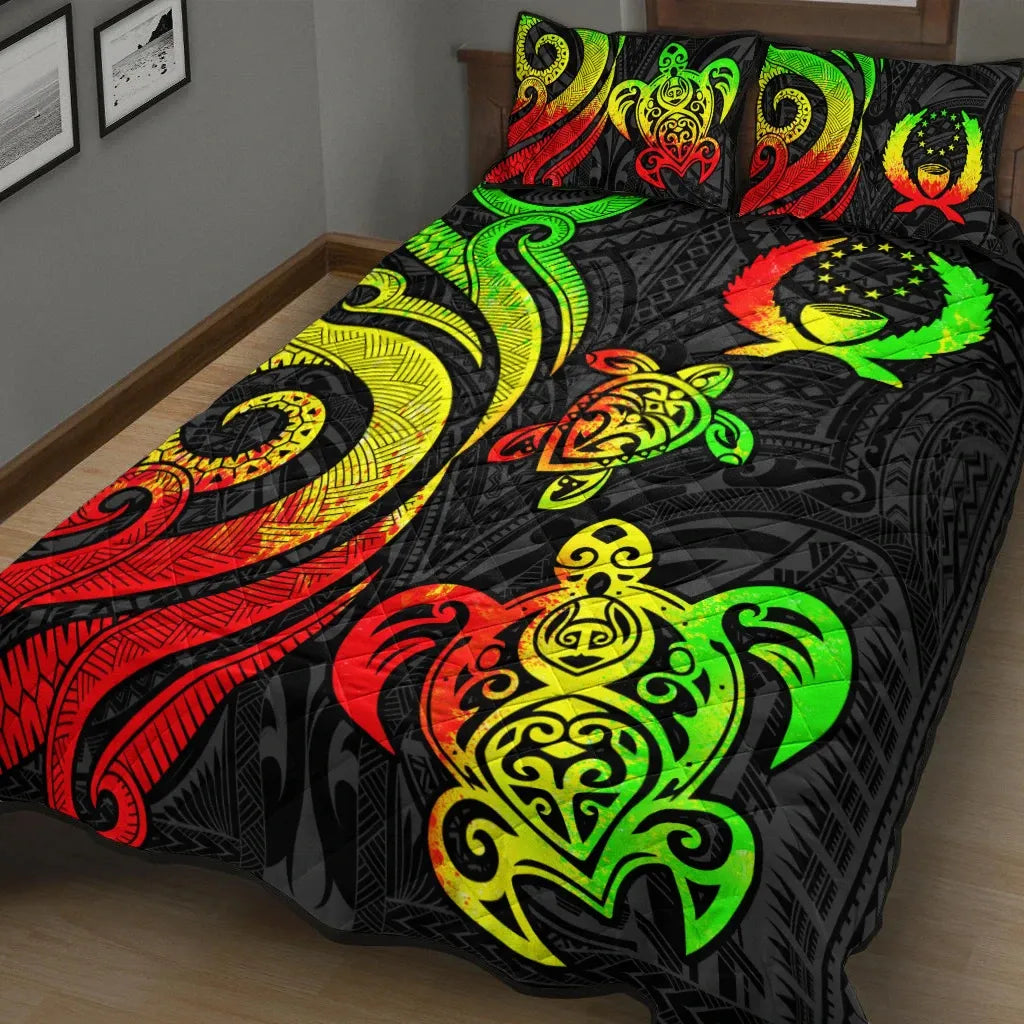 Pohnpei Quilt Bed Set - Reggae Tentacle Turtle