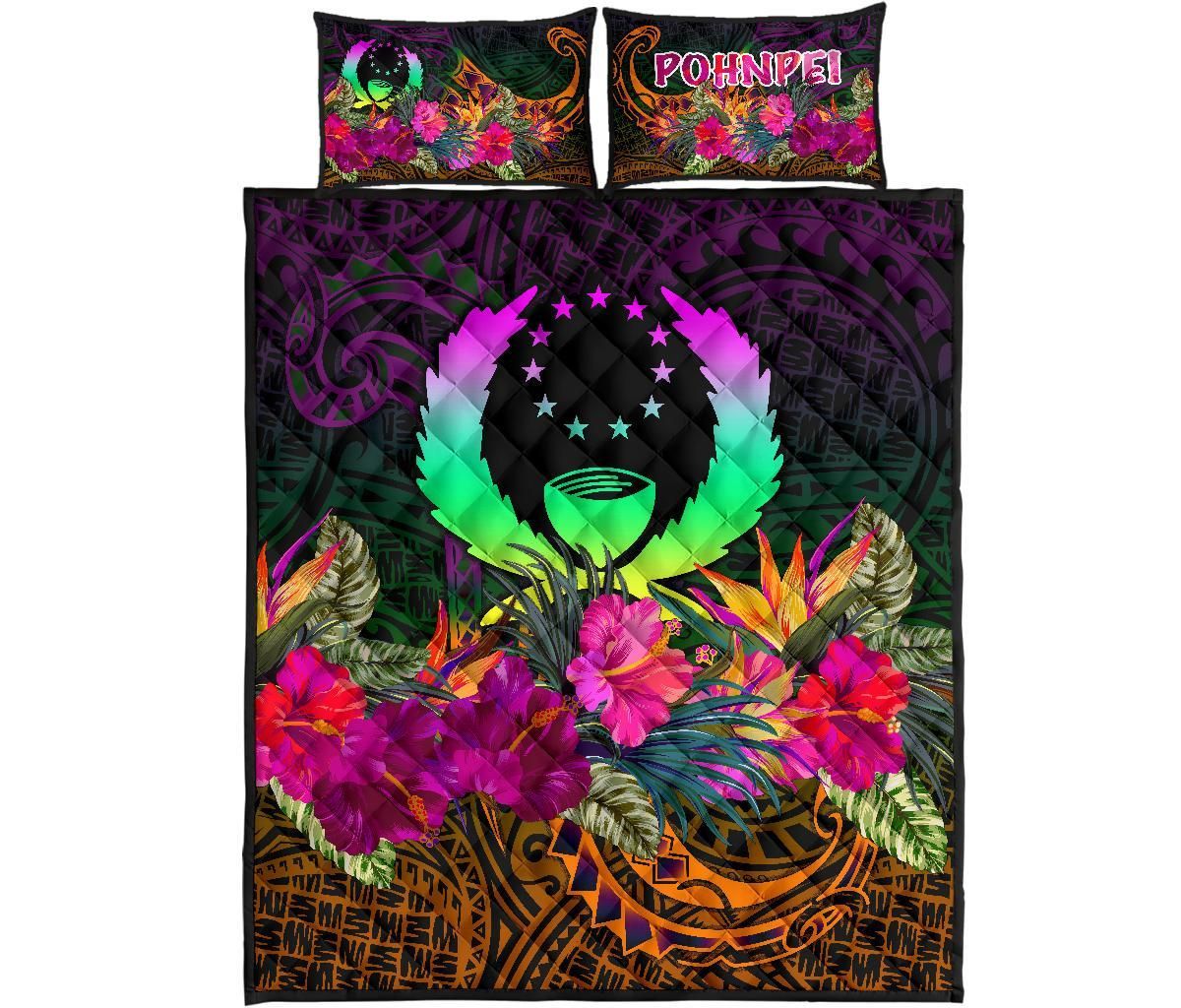 Pohnpei Quilt Bed Set - Summer Hibiscus