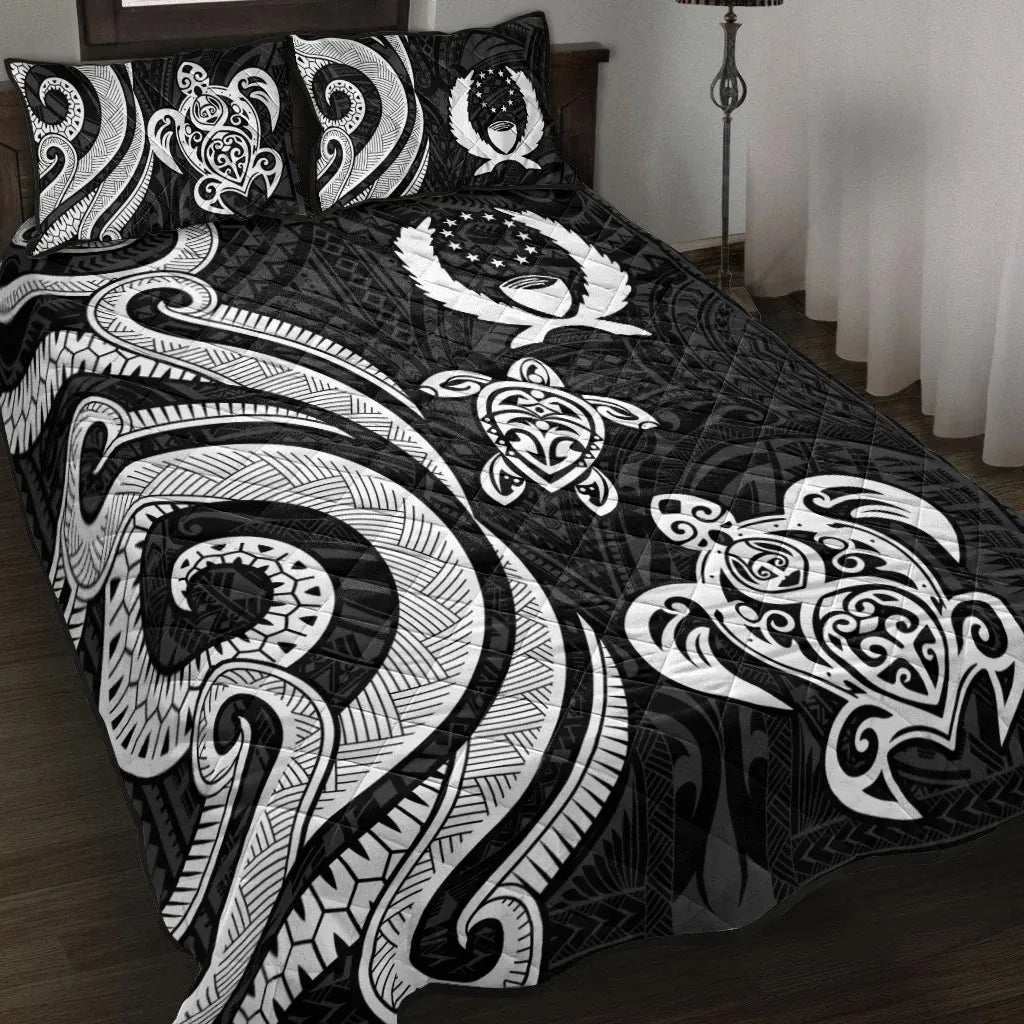 Pohnpei Quilt Bed Set - White Tentacle Turtle