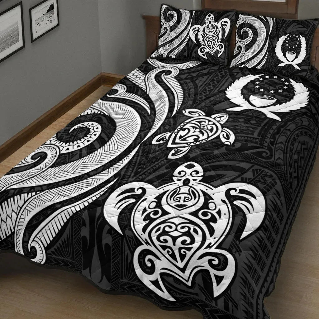 Pohnpei Quilt Bed Set - White Tentacle Turtle