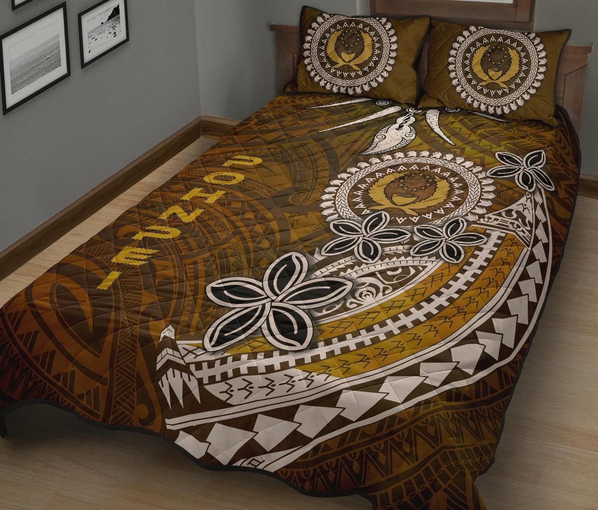 Pohnpei Quilt Bed Sets - Polynesian Boar Tusk