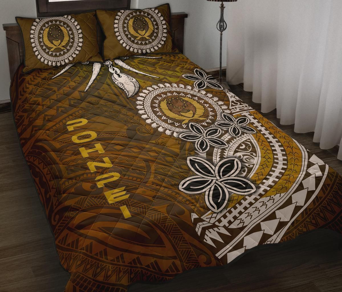 Pohnpei Quilt Bed Sets - Polynesian Boar Tusk