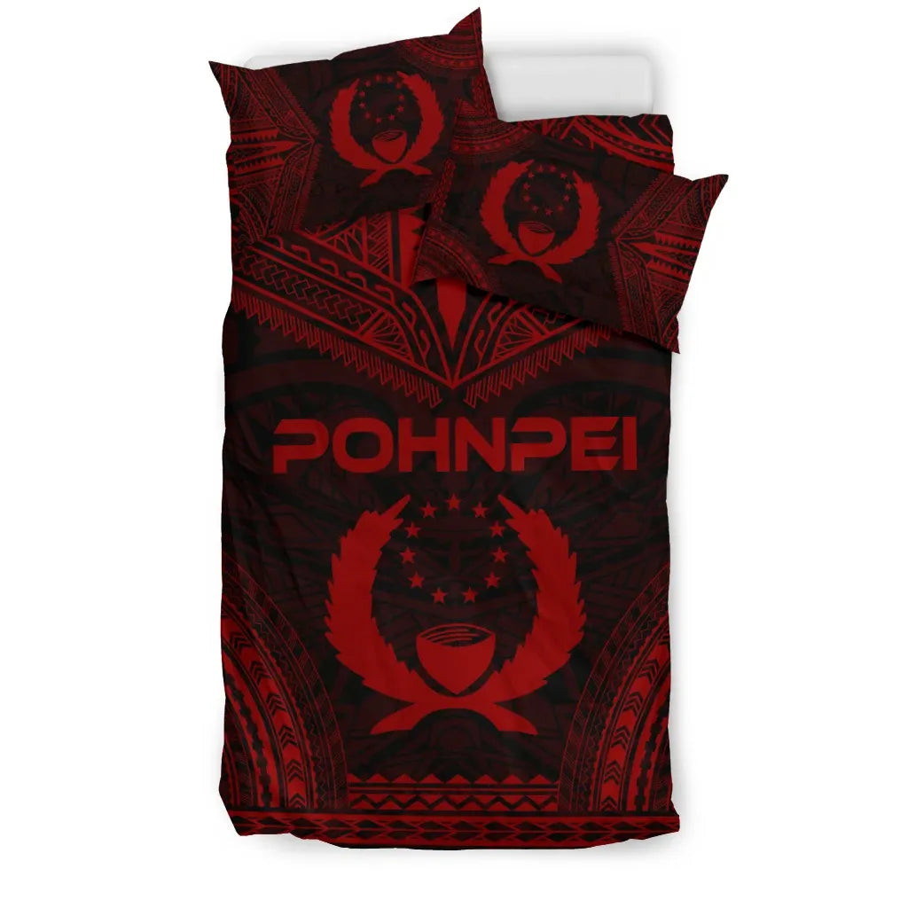 Pohnpei Polynesian Chief Duvet Cover Set - Red Version