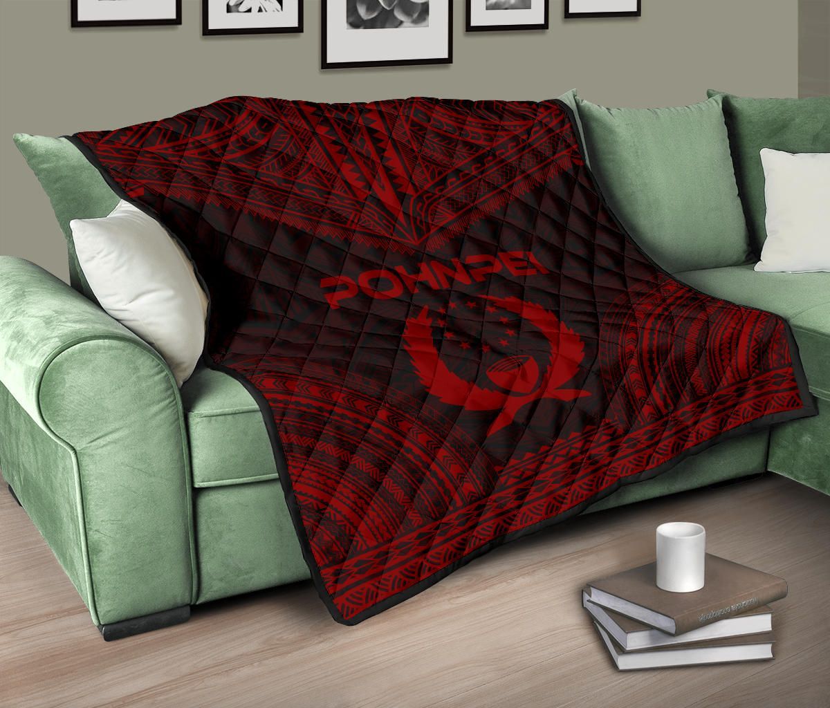 Pohnpei Premium Quilt - Pohnpie Flag Polynesian Chief Red Version