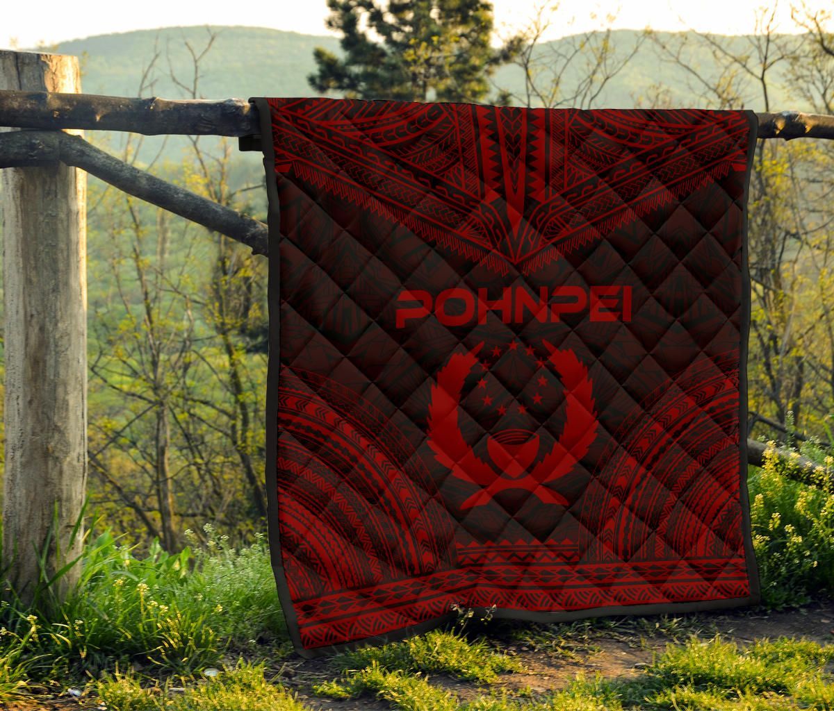 Pohnpei Premium Quilt - Pohnpie Flag Polynesian Chief Red Version