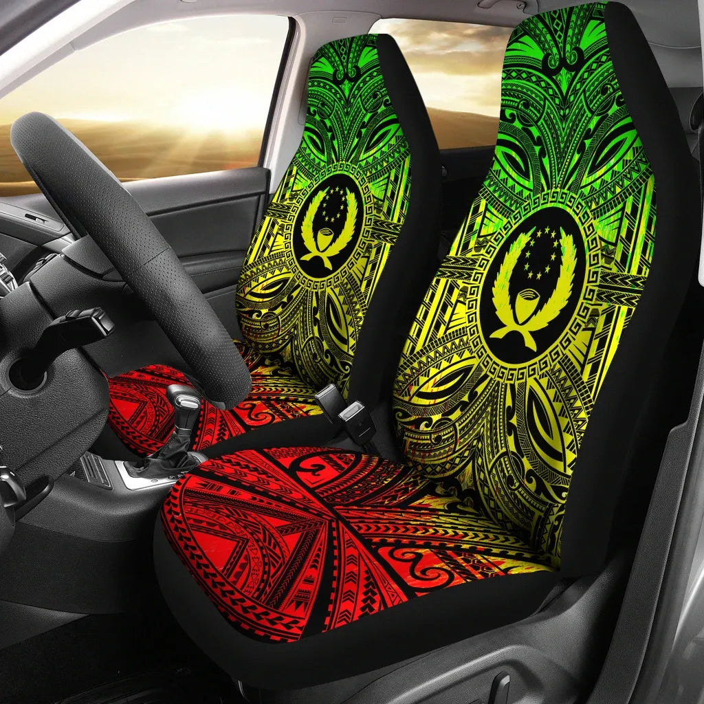 Pohnpei Car Seat Cover - Pohnpei Coat Of Arms Polynesian Reggae Style