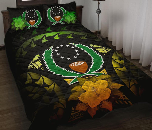 Pohnpei Polynesian Quilt Bed Set Hibiscus Reggae