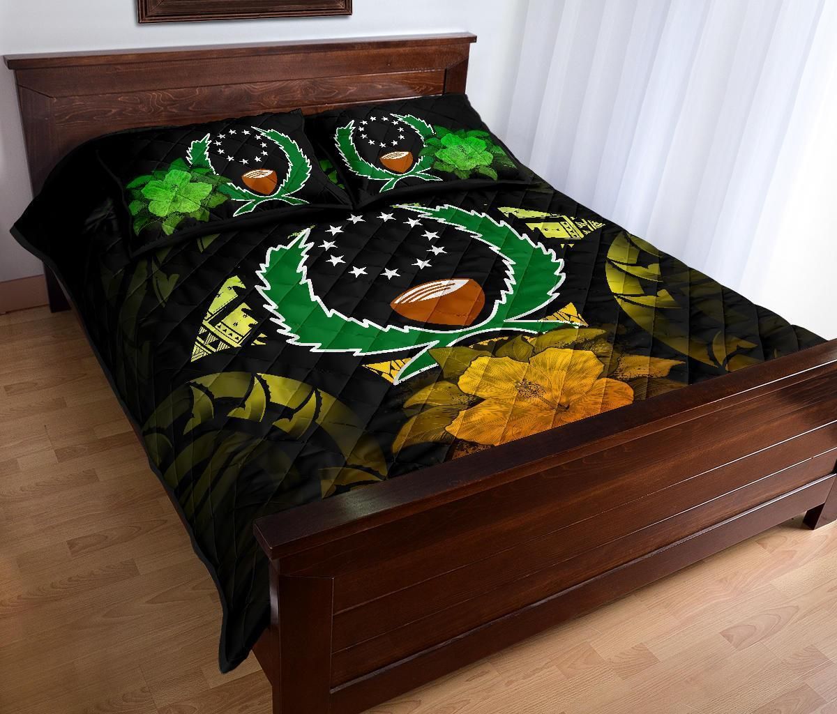 Pohnpei Polynesian Quilt Bed Set Hibiscus Reggae