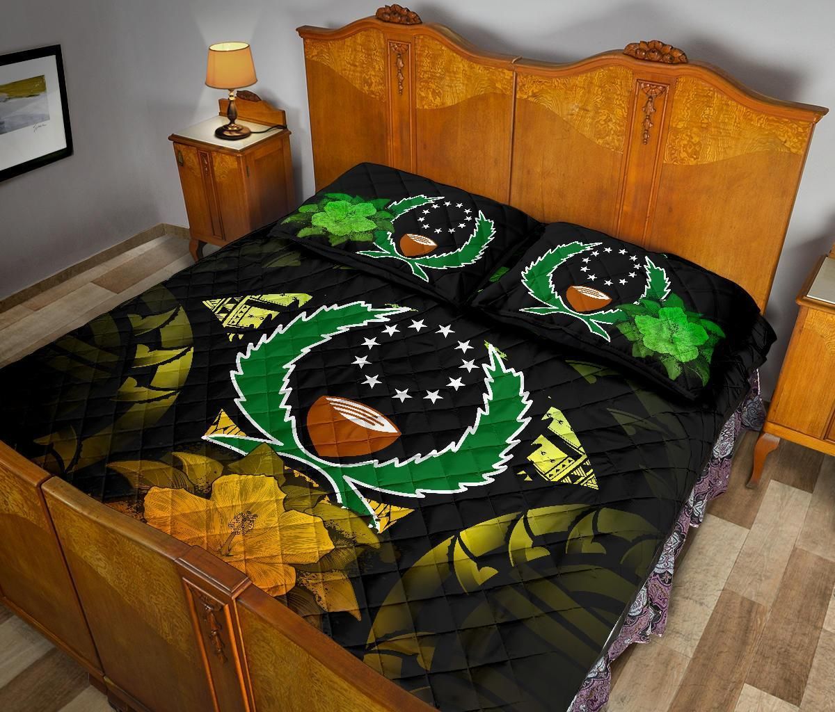 Pohnpei Polynesian Quilt Bed Set Hibiscus Reggae