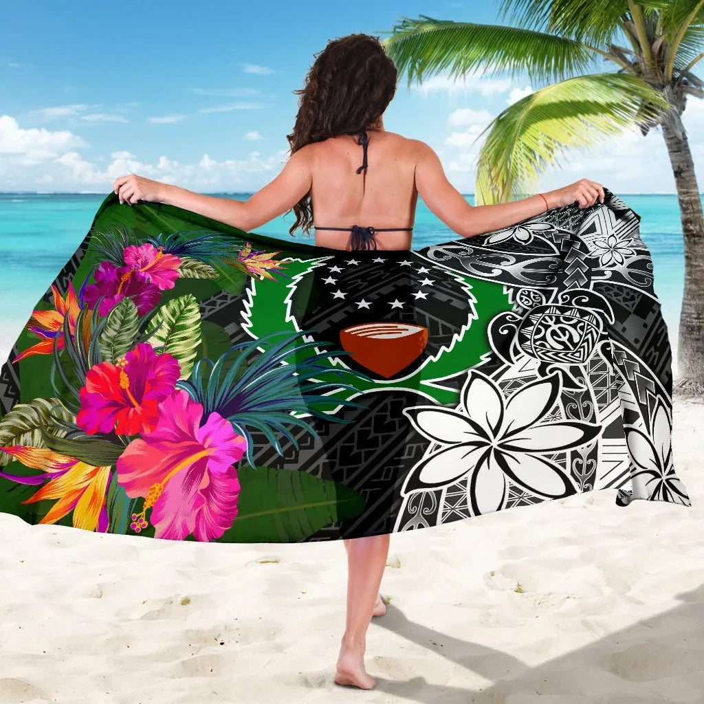 Pohnpei Sarong - Turtle Plumeria Banana Leaf