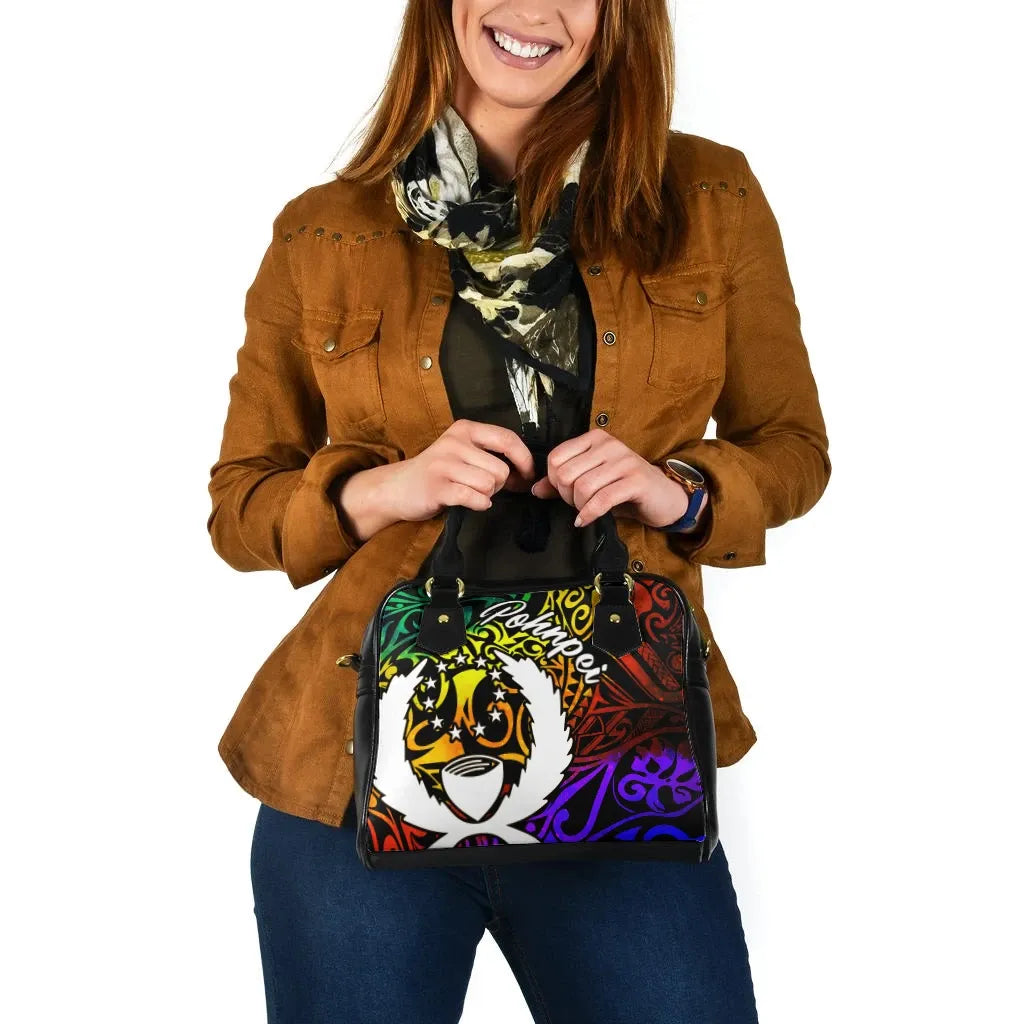 Pohnpei Shoulder Handbag - Rainbow Polynesian Pattern