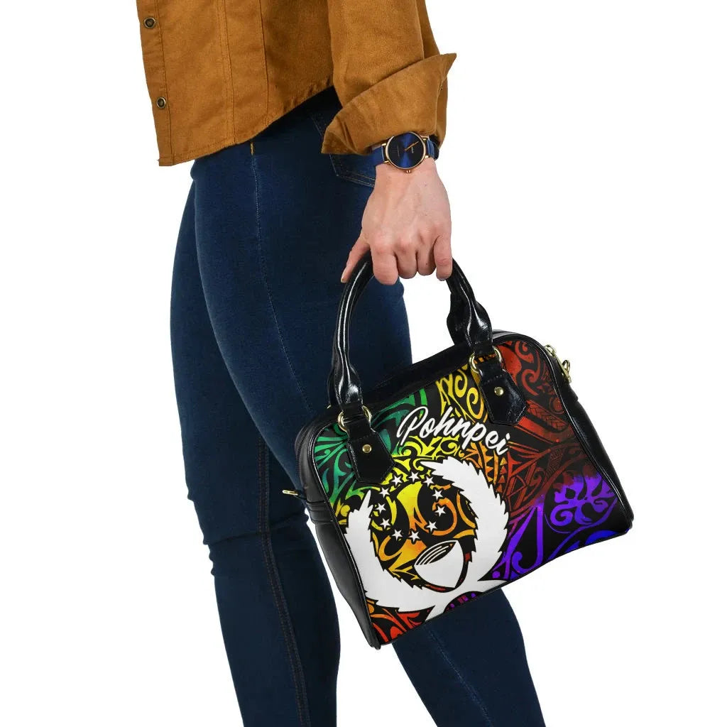 Pohnpei Shoulder Handbag - Rainbow Polynesian Pattern