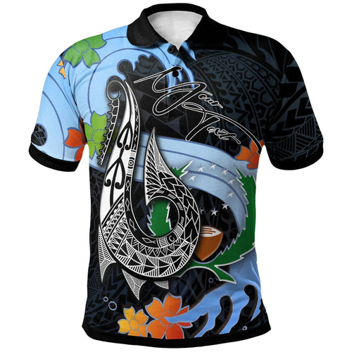 Pohnpei State Custom Personalised Polo Shirt - Fish Hooks And Wave