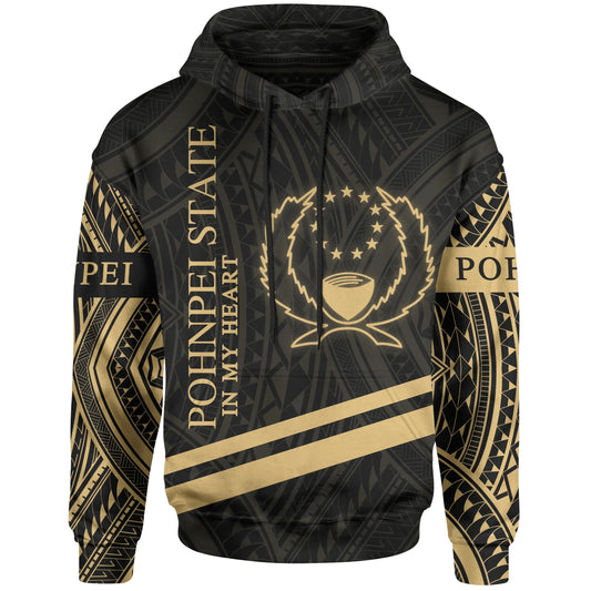 Pohnpei State Hoodie - In My Heart Style Gold Polynesian Patterns