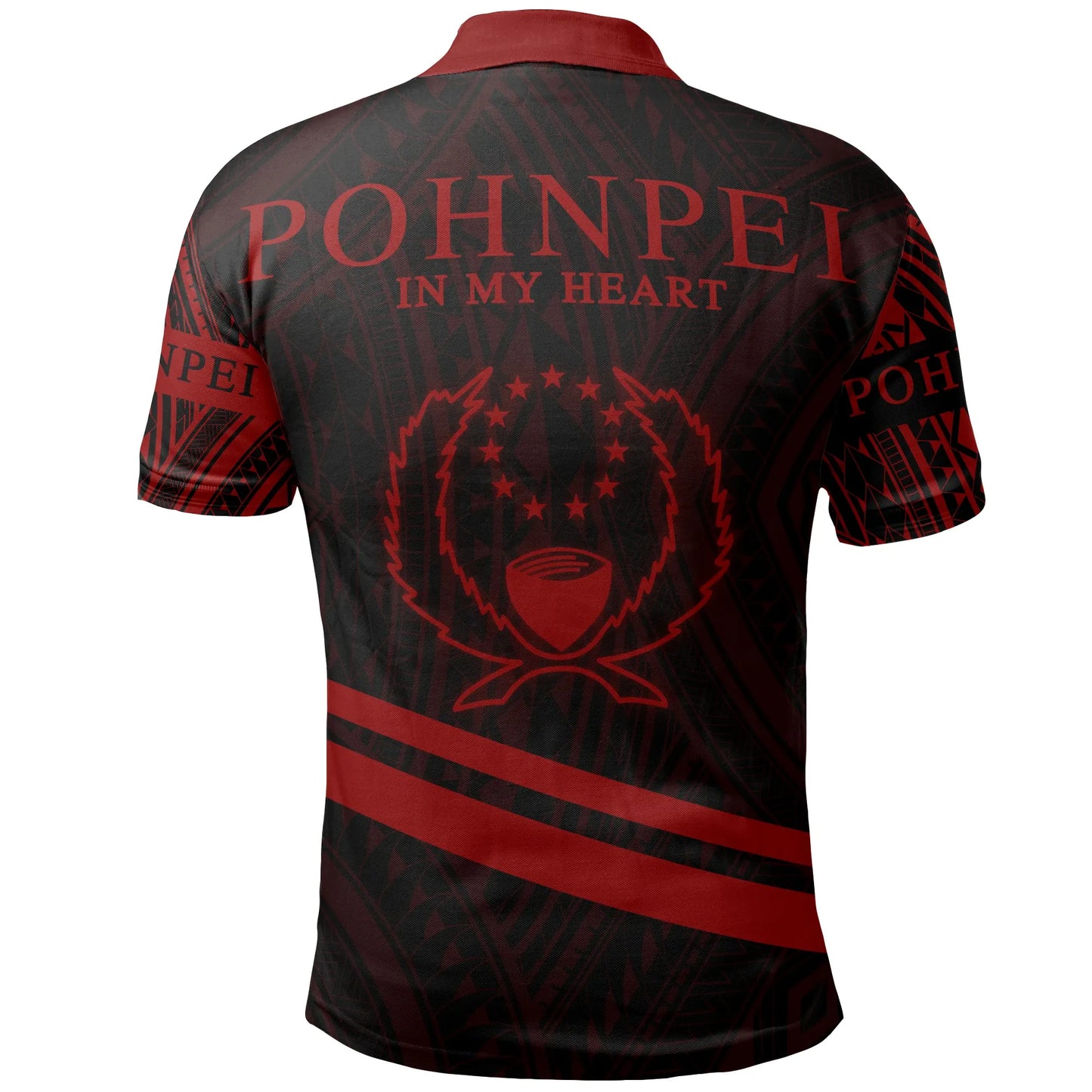 Pohnpei State Polo Shirt - In My Heart Style Red Polynesian Patterns