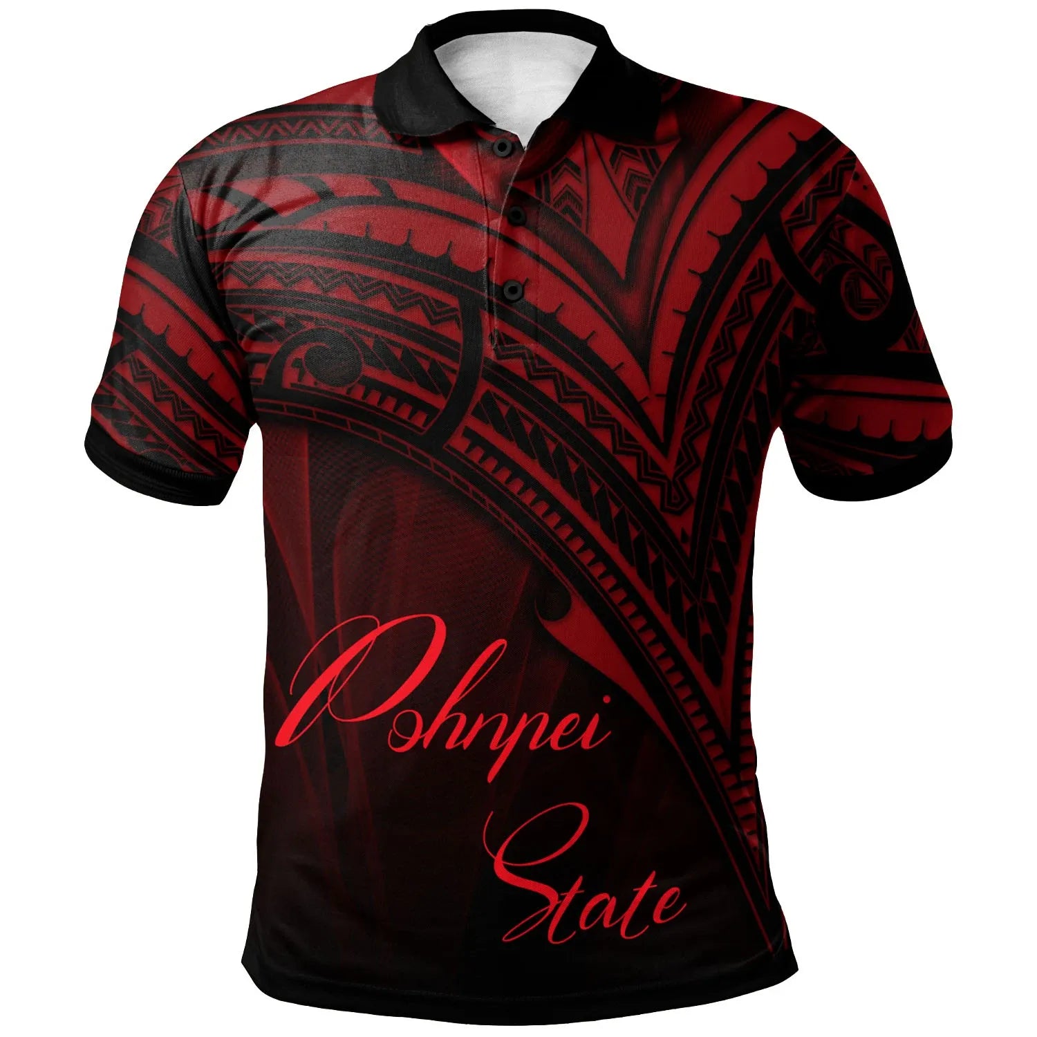 Pohnpei State Polo Shirt - Red Color Cross Style
