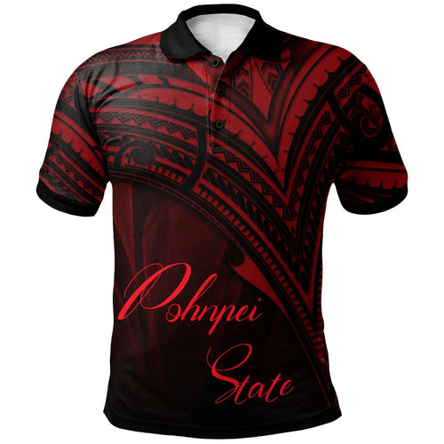 Pohnpei State Polo Shirt - Red Color Cross Style
