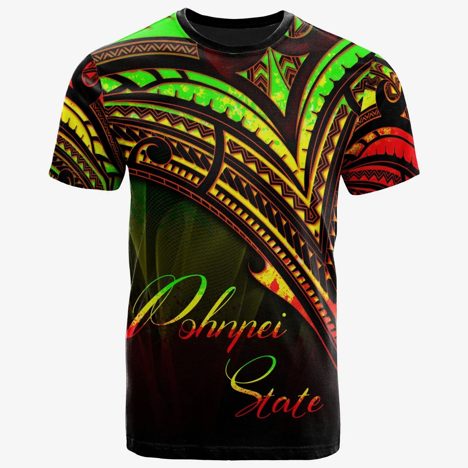 Pohnpei State T-Shirt - Reggae Color Cross Style