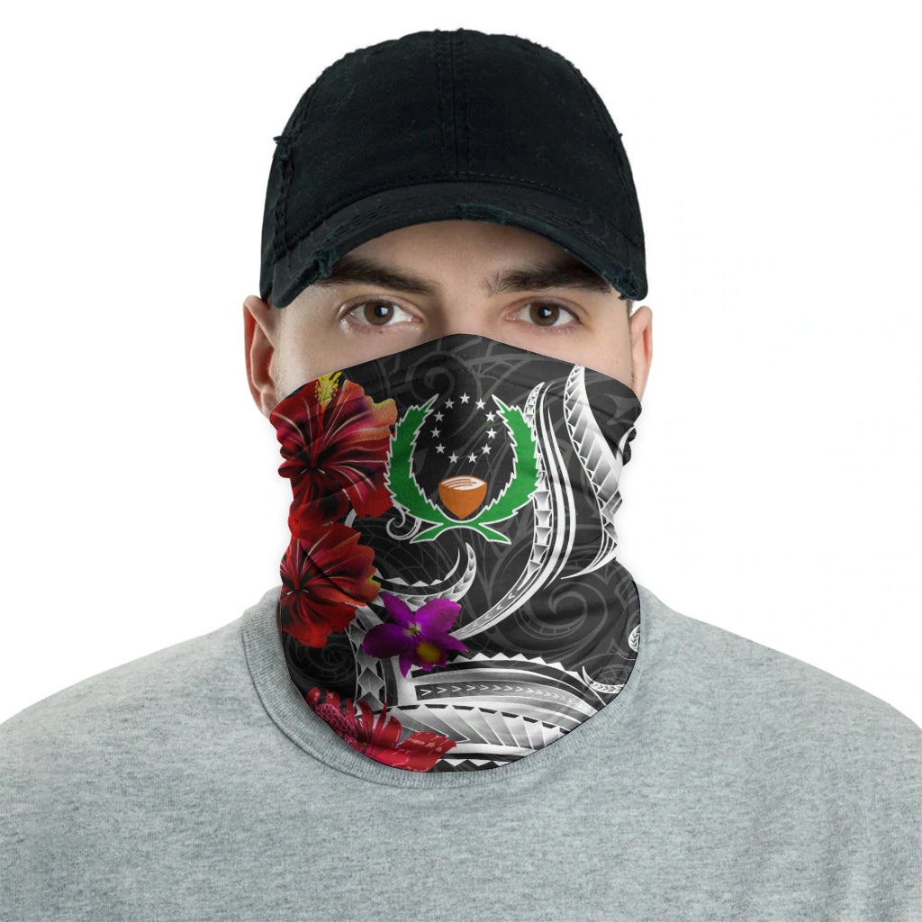 Pohnpei Neck Gaiter Tropical Flower with Polynesian Pattern