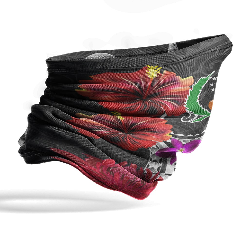Pohnpei Neck Gaiter Tropical Flower with Polynesian Pattern