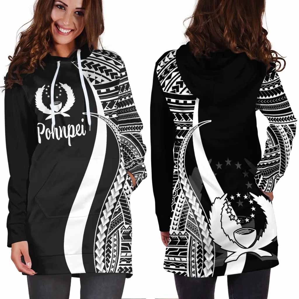 Pohnpei Female Hoodie Dress - White Polynesian Tentacle Tribal Pattern