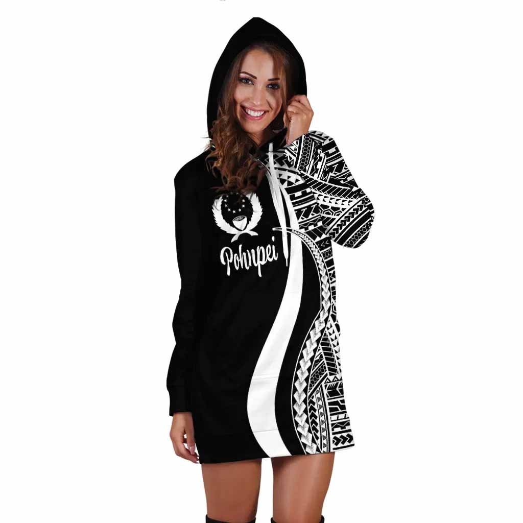 Pohnpei Female Hoodie Dress - White Polynesian Tentacle Tribal Pattern