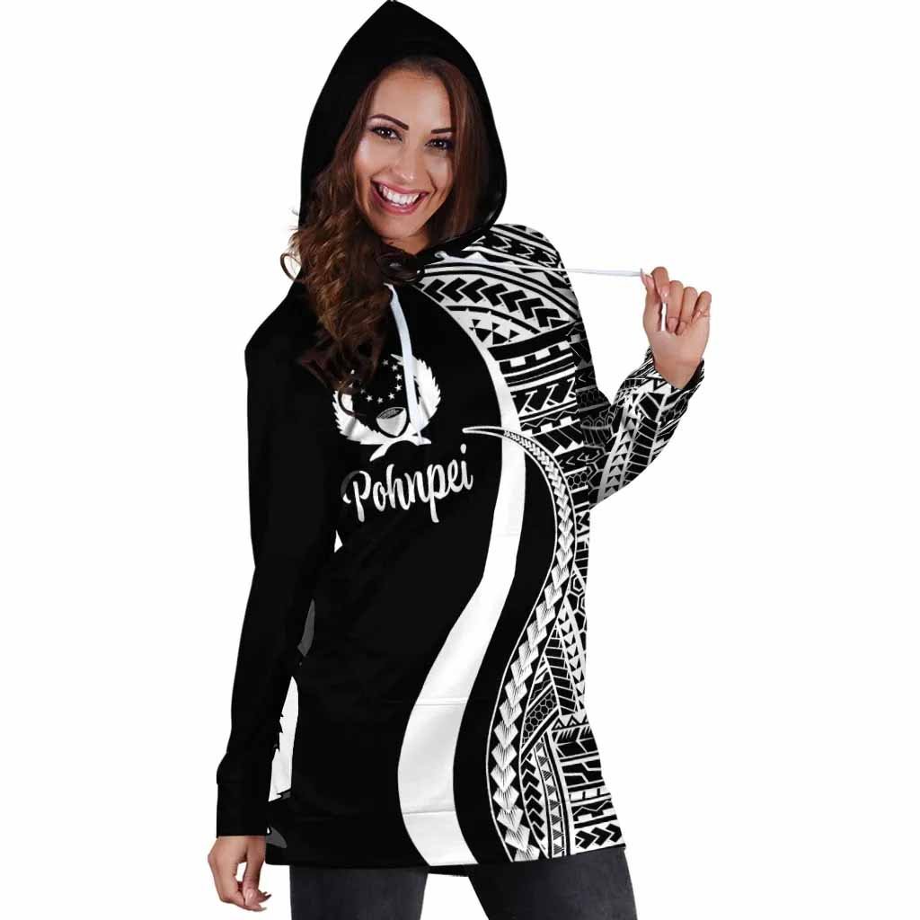 Pohnpei Female Hoodie Dress - White Polynesian Tentacle Tribal Pattern